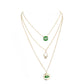 Enamel Rhinestone Evil Eye Hamsa Charm Triple Layer Necklace