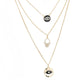 Enamel Rhinestone Evil Eye Hamsa Charm Triple Layer Necklace