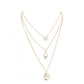 Enamel Rhinestone Evil Eye Hamsa Charm Triple Layer Necklace