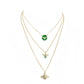Enamel Rhinestone Honey Bee Pendant Triple Layered Necklace
