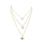 Enamel Rhinestone Honey Bee Pendant Triple Layered Necklace