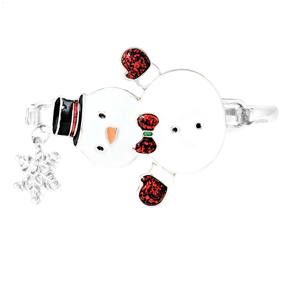 Enamel Snowman Metal Snowflake Hook Bracelet