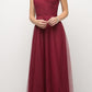 Ladivine ET320 Illusion V-Neck and Back Long Formal Dress Sleeveless