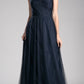 Ladivine ET320 Illusion V-Neck and Back Long Dress