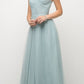 OFERTA ESPECIAL - Vestido largo Ladivine ET320 ilusión con cuello en V y espalda (Talla 14)