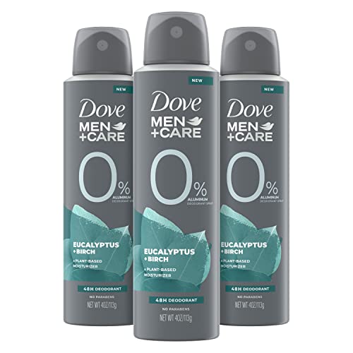 Dove Men+Care Desodorante en aerosol sin aluminio Eucalipto y abedul Desodorante para hombre de origen natural a base de plantas con humectante, 113 g, 3 unidades