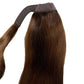 Cola de Caballo de Cabello Humano 100% Castaño Oscuro