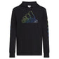 adidas Boys Long Sleeve Cotton Logo Hooded T-Shirt Black with Multicolor