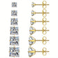 316 Stainless Steel Square Stud Earrings with Cubic Zirconia Accents
