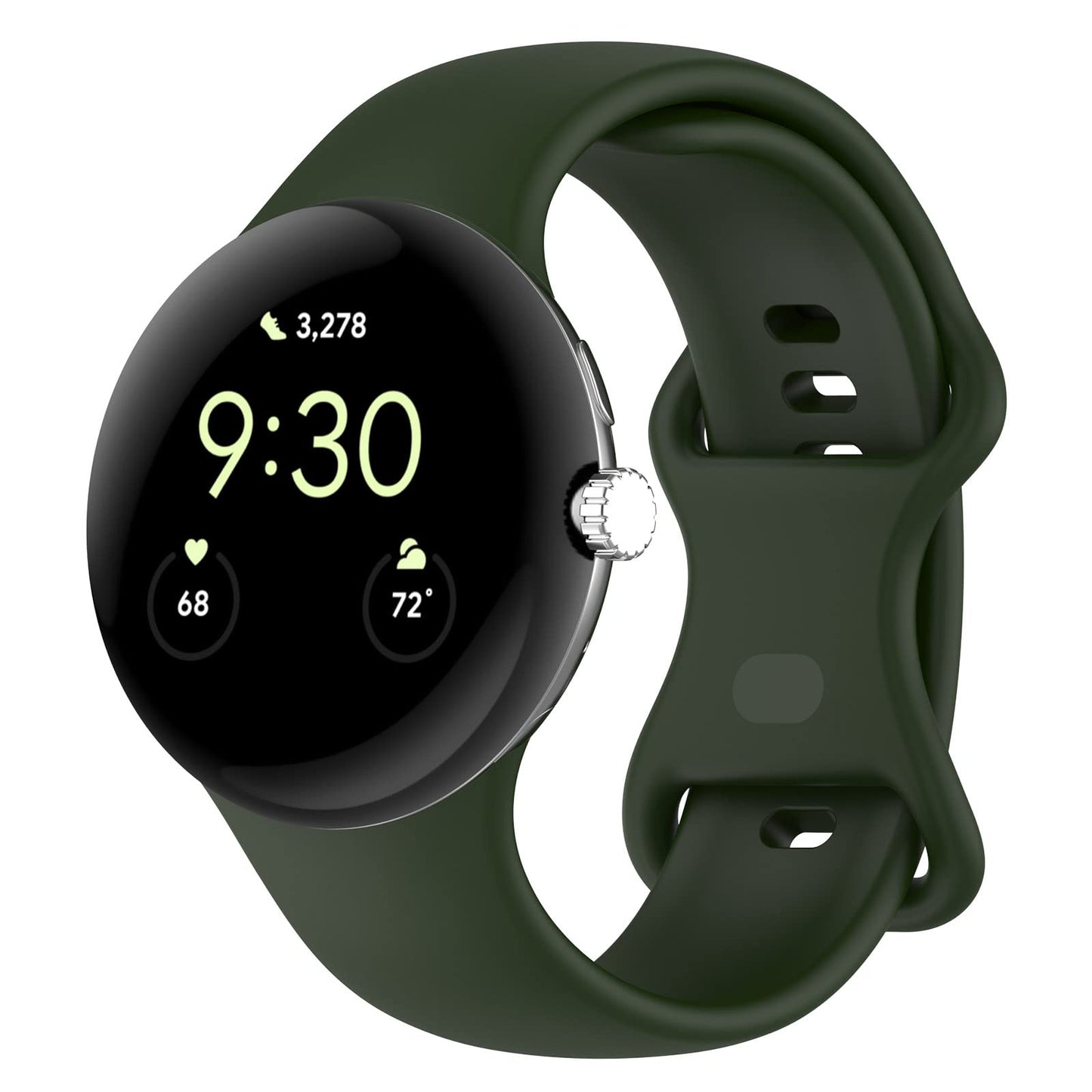 Correas TenCloud para Google Pixel Watch 3 de 41 mm/Pixel Watch 2/Pixel Watch, correas de reloj de silicona grandes para hombre de 6.3-8.5 pulgadas (verde militar)