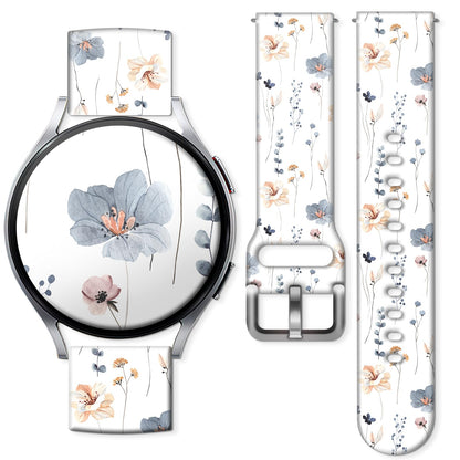 Correas deportivas AURASWAY compatibles con Galaxy Watch 6/Galaxy Watch 5/Galaxy Watch 4/Galaxy Watch 5 Pro/Galaxy Watch 3/Active 2 Watch de 20 mm, correa deportiva de silicona suave para mujeres y hombres (flor bonita)