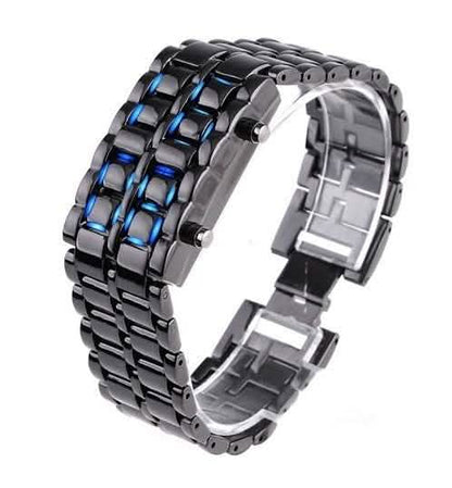Reloj LED impermeable sin esfera unisex de acero inoxidable y titanio