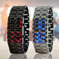 Reloj LED impermeable sin esfera unisex de acero inoxidable y titanio