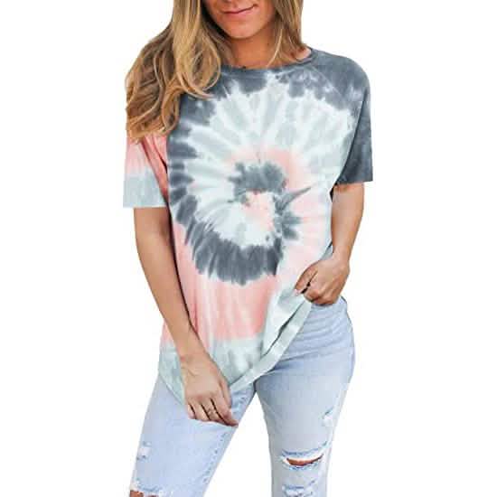 Sudadera tie-dye informal de cuello redondo para mujer