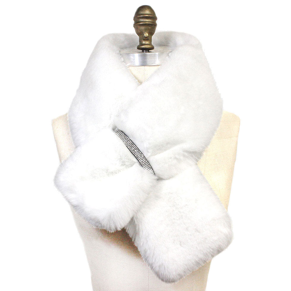 Faux Fur Bling Pull Through Scarf