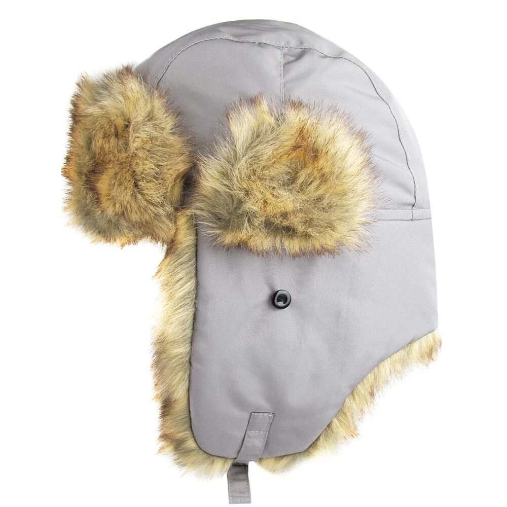Faux Fur Trimmed Solid Trapper Hat