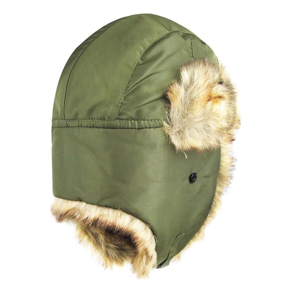 Faux Fur Trimmed Solid Trapper Hat