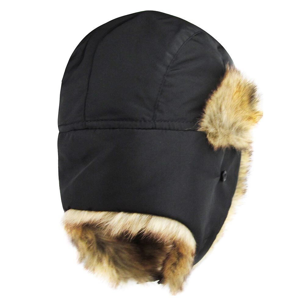 Faux Fur Trimmed Solid Trapper Hat