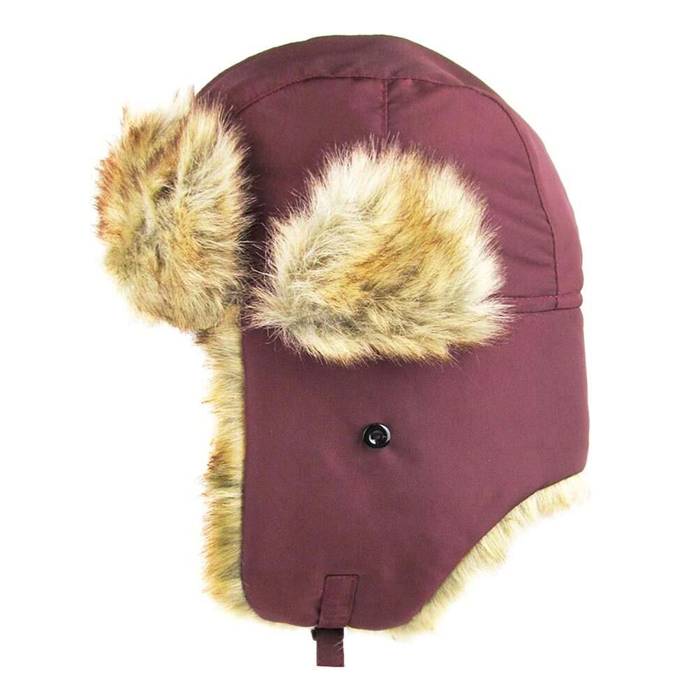 Faux Fur Trimmed Solid Trapper Hat