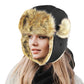 Faux Fur Trimmed Solid Trapper Hat