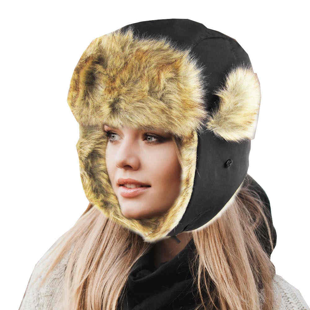 Faux Fur Trimmed Solid Trapper Hat