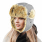 Faux Fur Trimmed Solid Trapper Hat