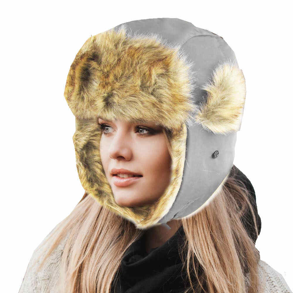 Faux Fur Trimmed Solid Trapper Hat