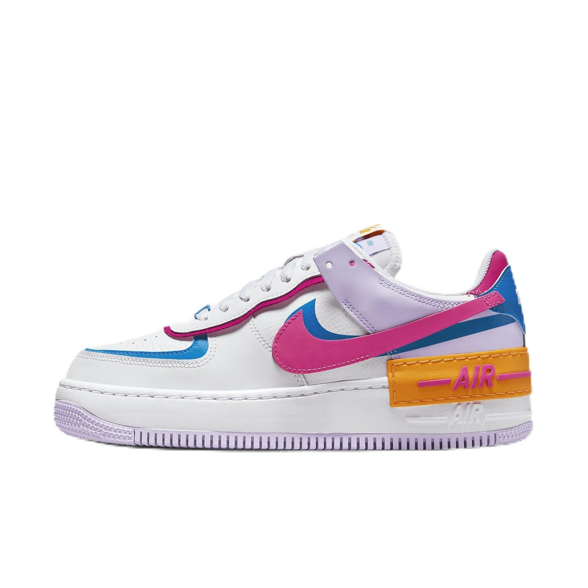 Zapatillas Nike Air Force 1 Shadow para mujer (HF5064-100 Blanco/Azul foto/Lila/Rosa alquimia) Talla 10