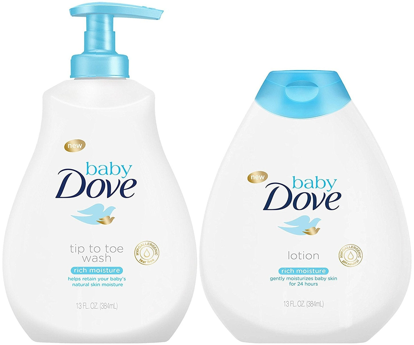 Paquete de Humectación Rica de Baby Dove: Lavado y Loción de Pies a Cabeza, 13 Onzas Cada Uno