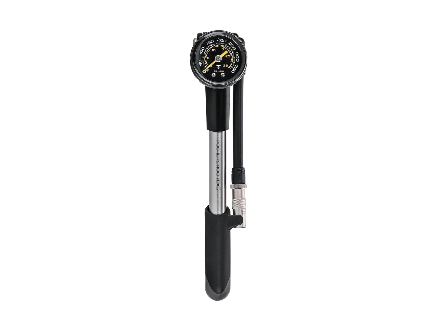 Bomba de amortiguador de bolsillo Topeak 360 PSI/24.8 Bar DXG con manómetro Esfera Negro/Plata