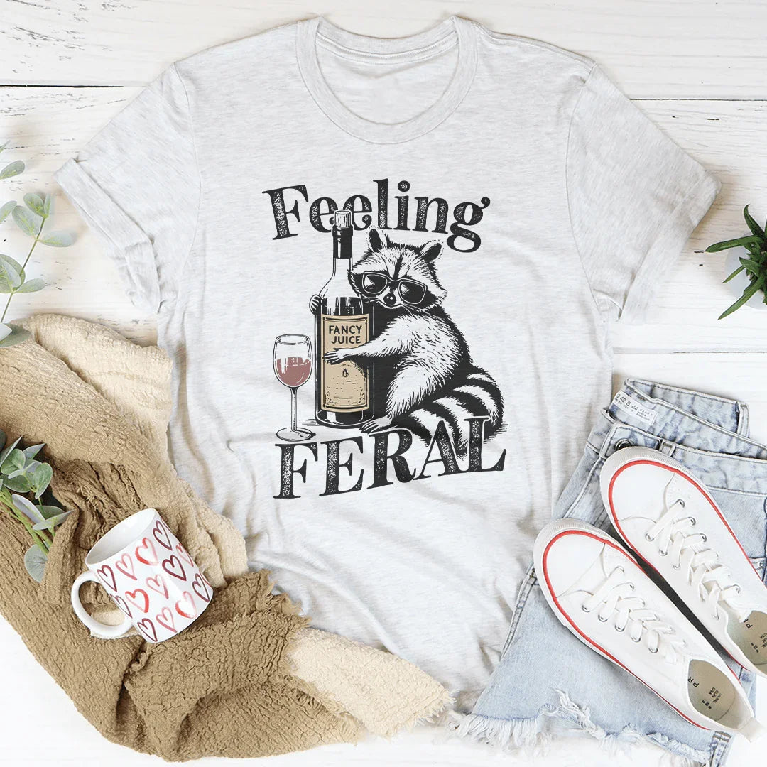 Chaotic Mood Statement Shirt – "Feeling Feral" Retro Graphic Tee