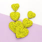 Felt Back Beaded Triple Heart Link Dangle Earrings