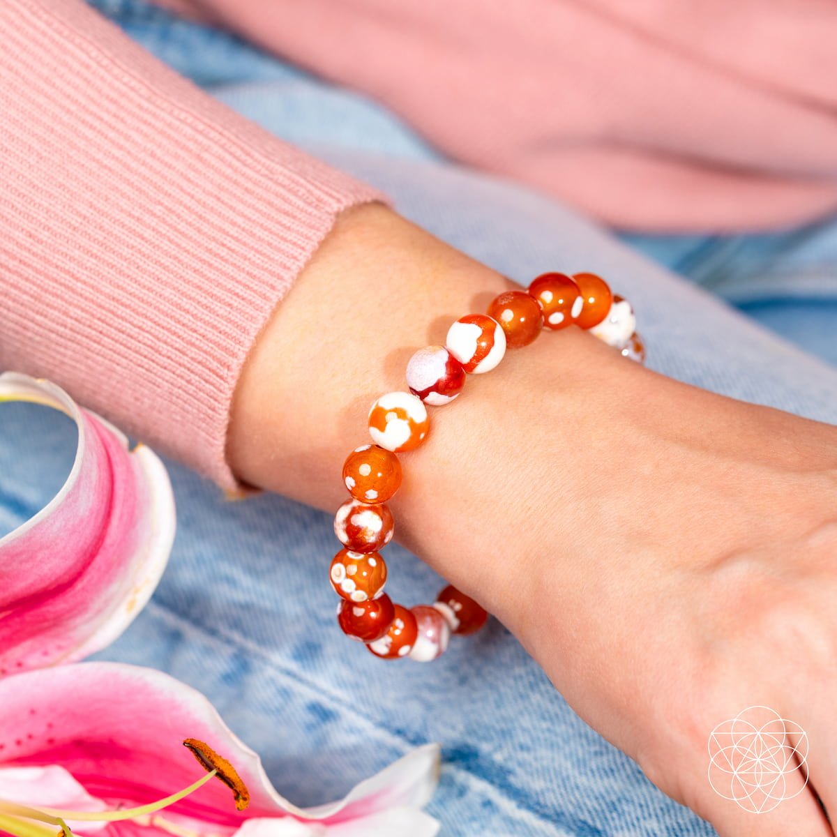 Fuerza Femenina – Pulsera de Ágata Orca y Cornalina
