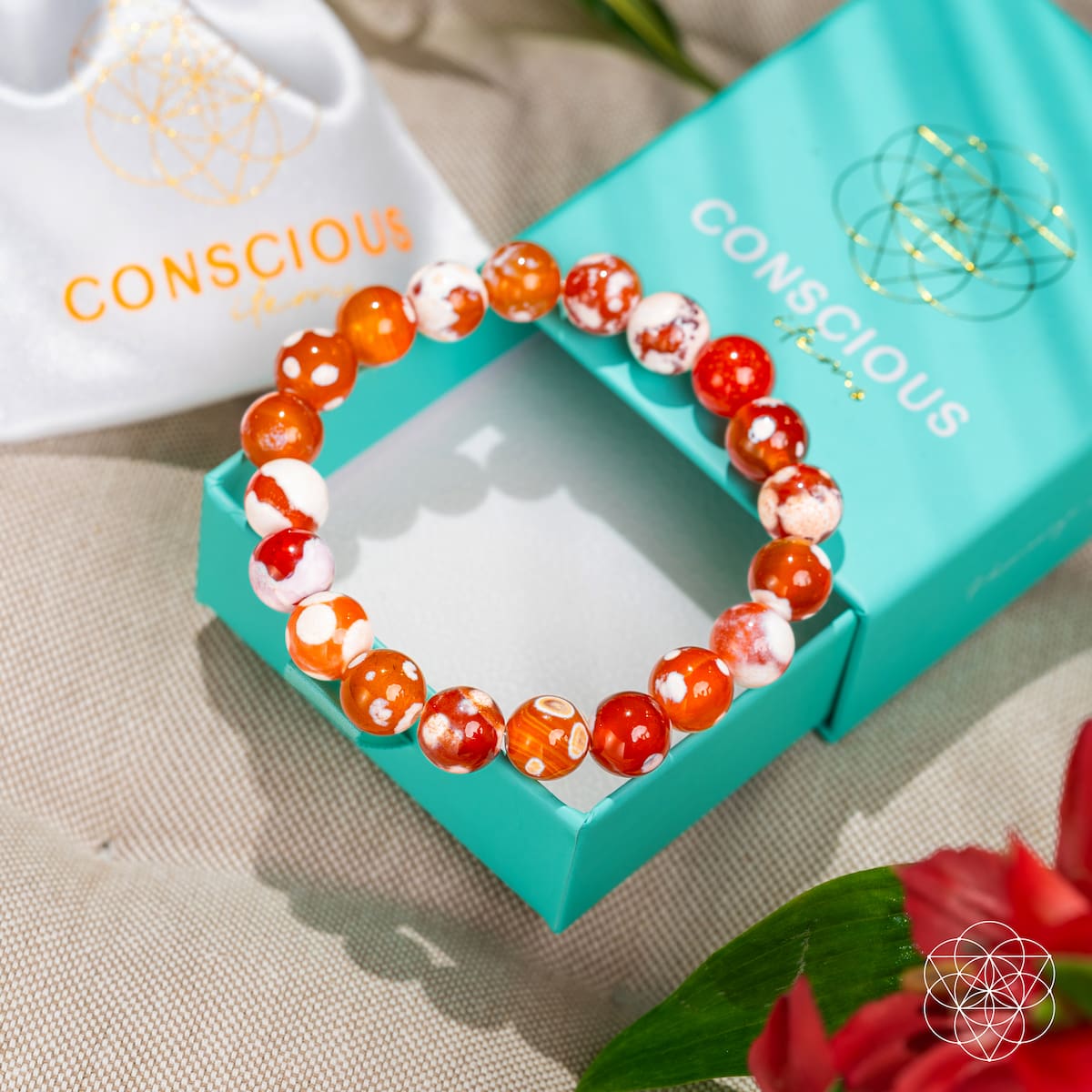 Fuerza Femenina – Pulsera de Ágata Orca y Cornalina