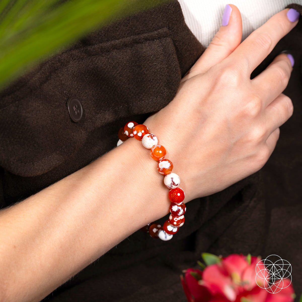 Fuerza Femenina – Pulsera de Ágata Orca y Cornalina