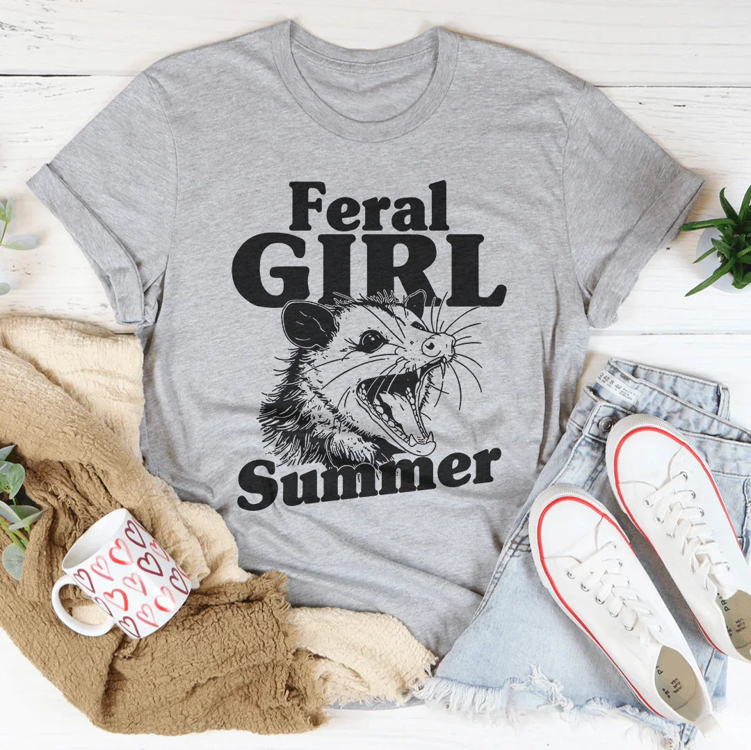 Summer Vacation Graphic Top – "Feral Girl Summer" Possum Tee