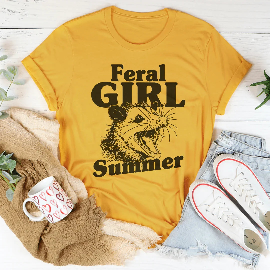 Summer Vacation Graphic Top – "Feral Girl Summer" Possum Tee