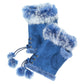 Women's Fingerless Faux Fur Trim Suede Gloves Drawstring