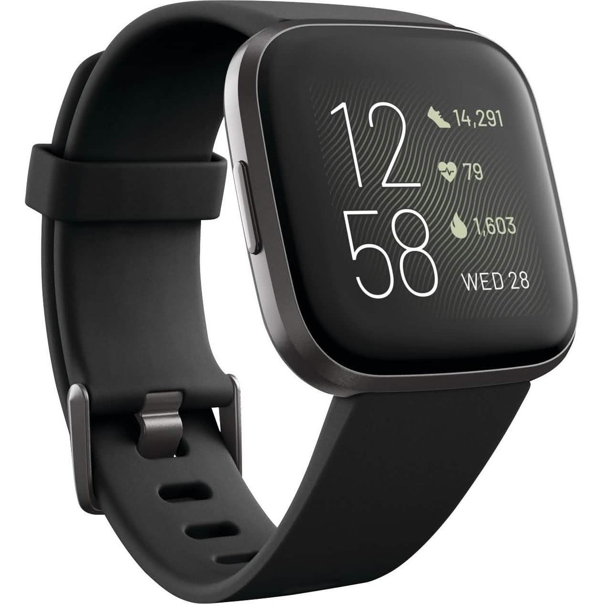 Fitbit - Reloj inteligente Versa 2 de 40 mm de aluminio - Negro/Carbón con correa de silicona