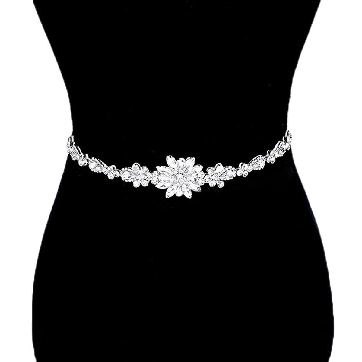 Flower Centered Sash Ribbon Bridal Wedding Belt Headband