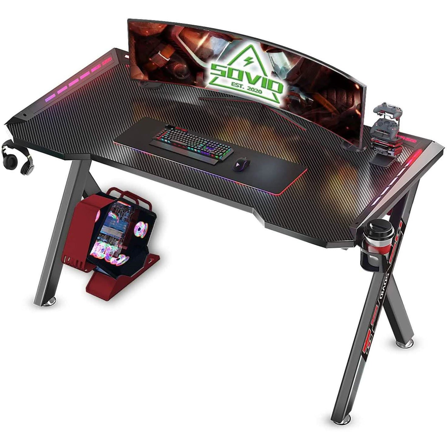 Escritorio para juegos Flusha con luces LED RGB