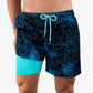 Foggy Palms Hybrid Short, Compression Lined Swim and Resort Trunk