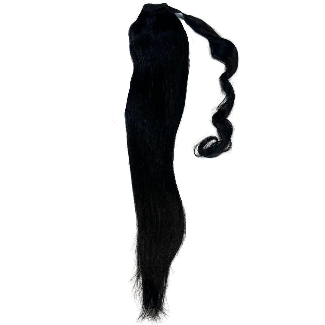 Extensiones de coleta de cabello humano 100% azabache