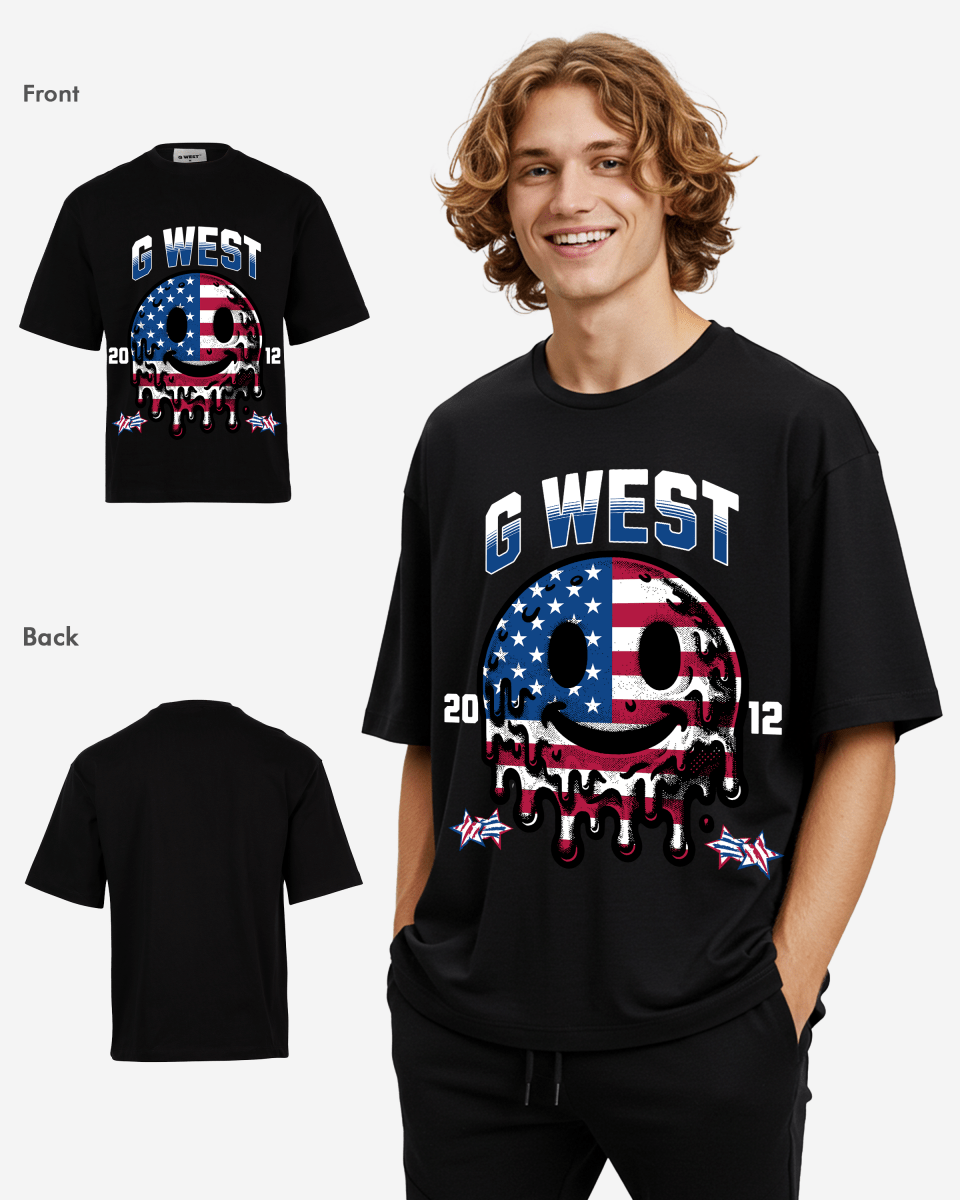 G West AMERICAN FLAG Oversized T-Shirt Mens