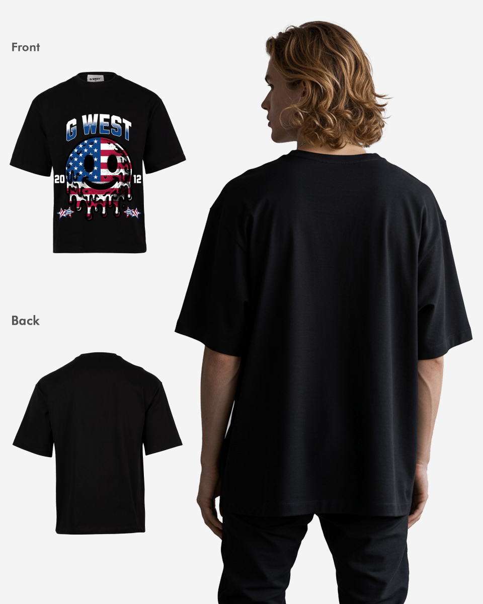 G West AMERICAN FLAG Oversized T-Shirt Mens
