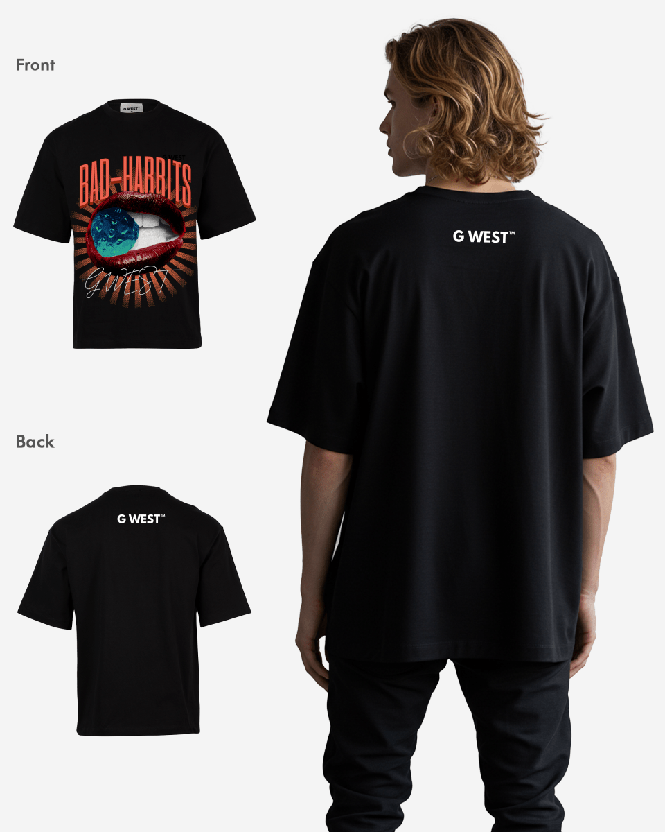 G WEST BAD HABBITS OVERSIZED T-Shirt Mens