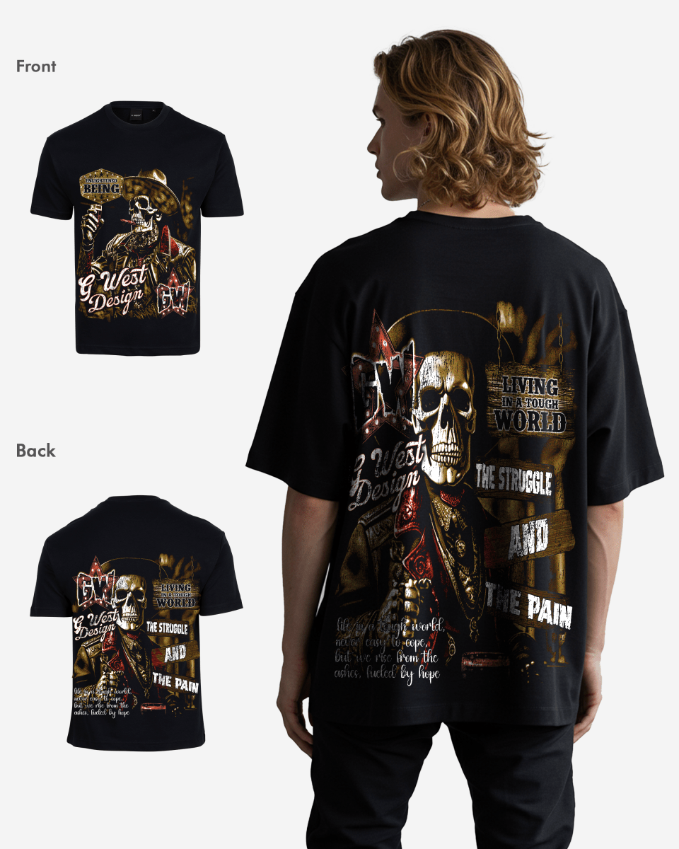 G West Mens Being Enlightened Acid Wash Premium Oversized Tee
