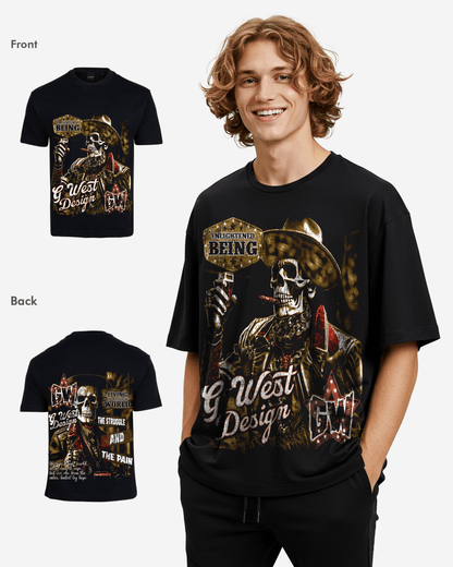 G West Mens Being Enlightened Acid Wash Premium Oversized Tee