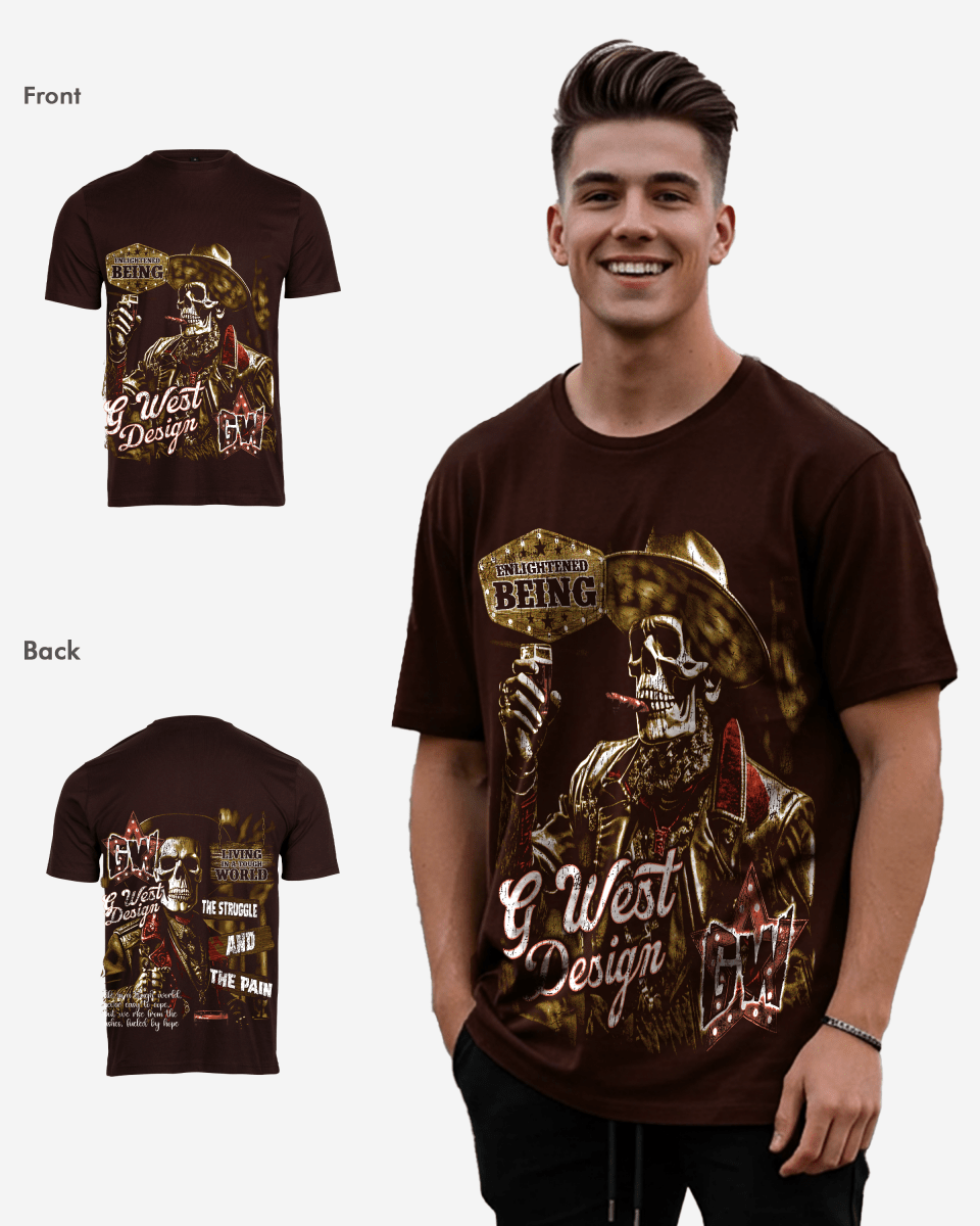 G West Mens Being Enlightened Acid Wash Premium Oversized Tee