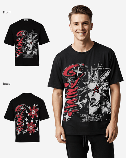 G West Mens Breaking The Cycle Double Sided Premium Oversized Tee
